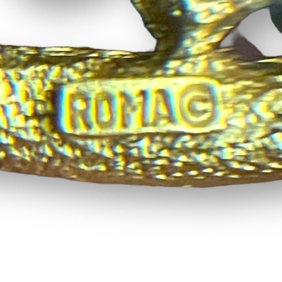 Vintage Roma Brooch Gold Tone Leaf Reeds Faux Pearl Pin Signed - Picture 6 of 8